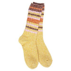 Worlds Softest Socks Ragg Crew Socks - Honey Stripe 6-11 Valentines Day Gift NWT